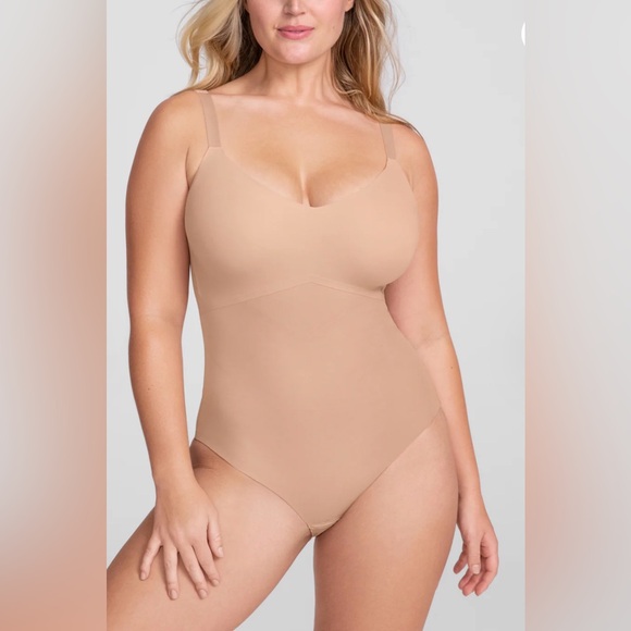 Honeylove NWT Shapewear Bodysuit Beige Built-In Cups XL